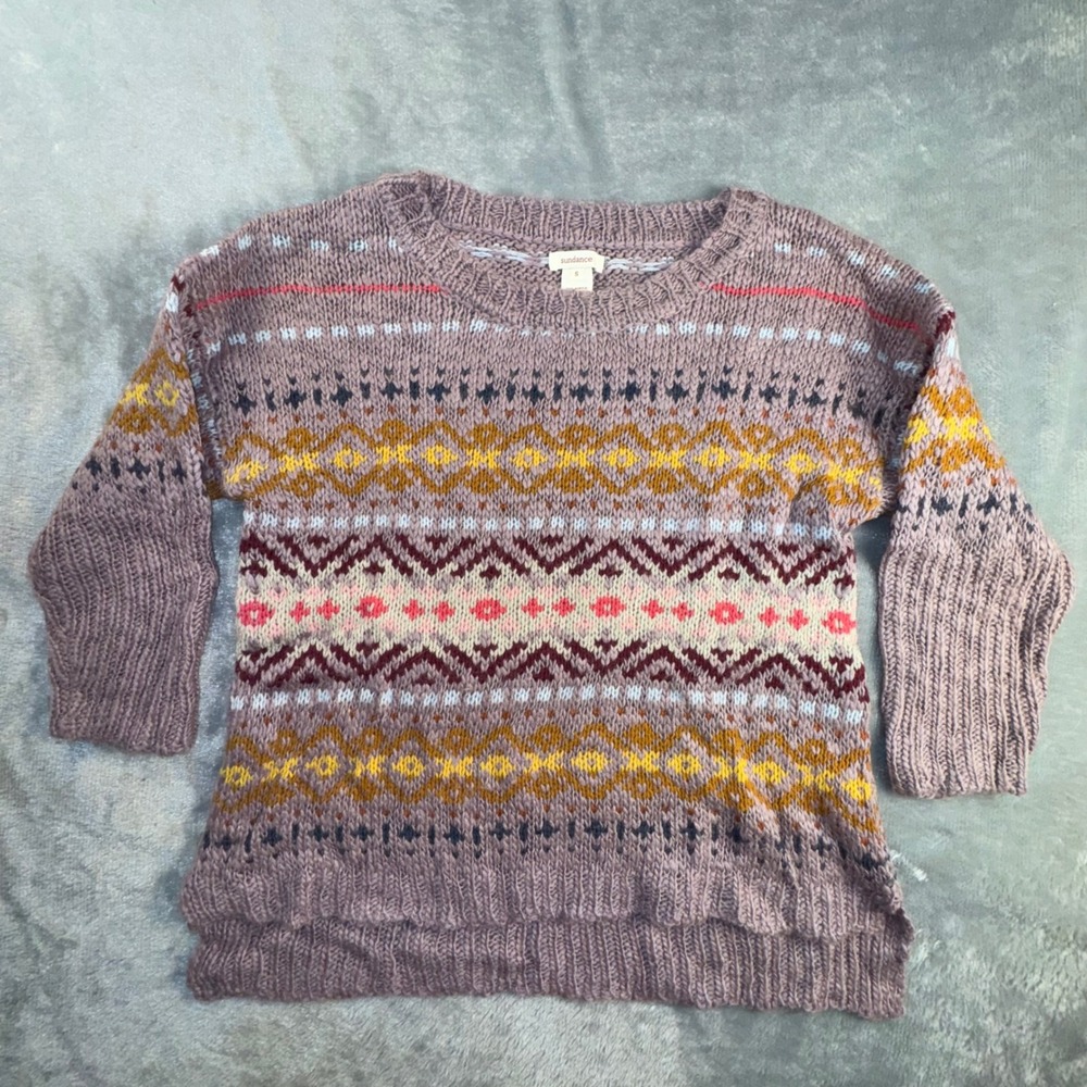 Sundance Women's Small‎ Fair Isle Sweater Open Knit Pullover Winter Warm Cozy - Picture 4 of 10